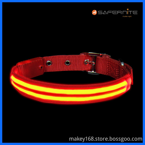 Dual Fiber Led Light Up Lighted Dog Collar